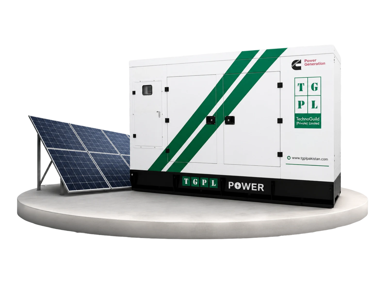 TGPL diesel generator with solar panel array